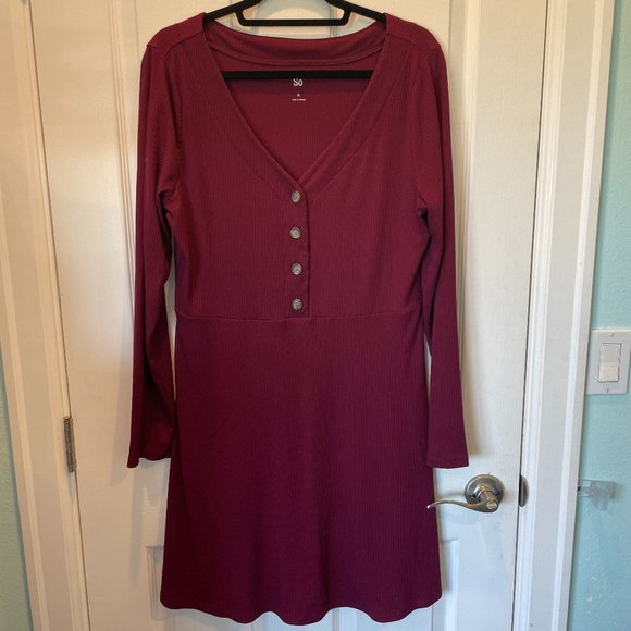 SO Dresses & Skirts - SO Maroon Henley Dress XL